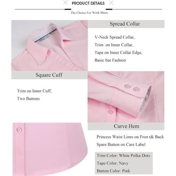 Womens Button Down Shirt Pink - Picture 3 of 4